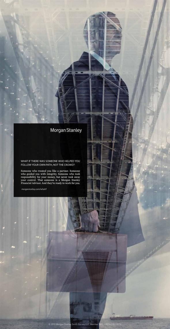Morgan Stanley: Briefcase #exposure #advertising #double #ad #man #bridge
