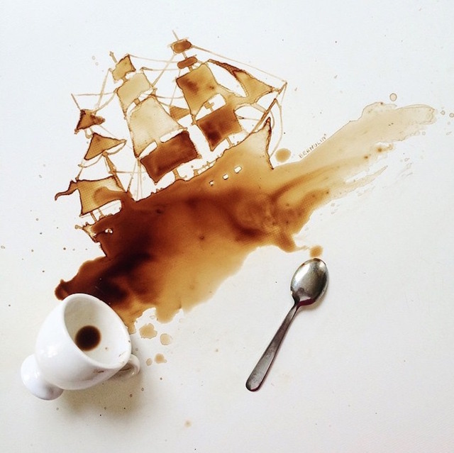 Painting Coffee artwork Unique Painting Art With Coffee by Giulia Bernardelli