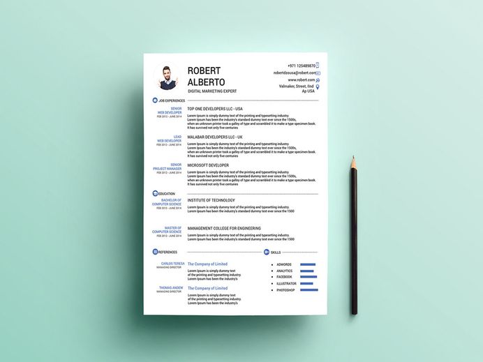 Free Marketing CV Template with Matching Cover Letter page