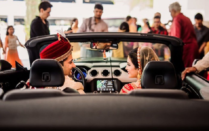 Wedding Photography Pose in the car