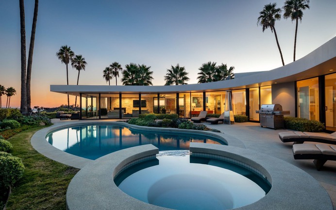 Elon Musk Midcentury Home pool #architecture