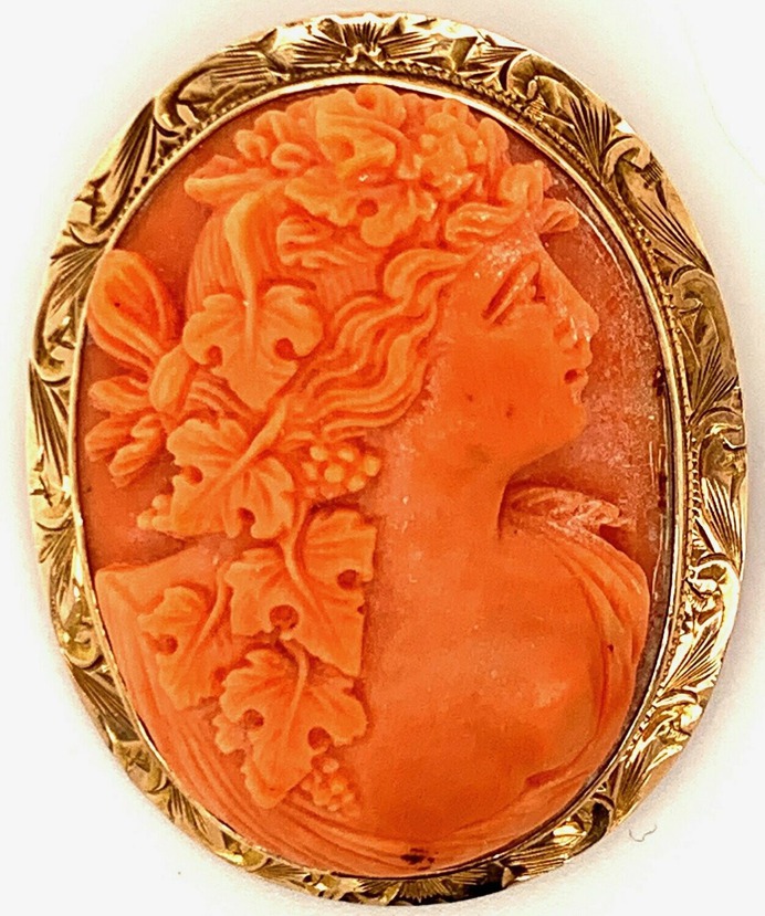 Coral Cameo 10k Rose Gold Circa 1925