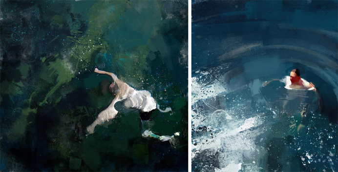 swimming, art, fine art