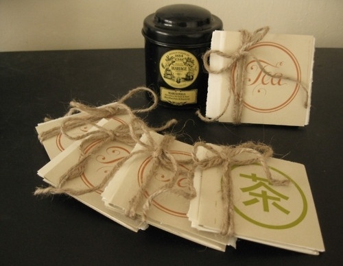 sun & river - the little booklet on black & green tea, designed... #print #letterpress #twine #tea #package
