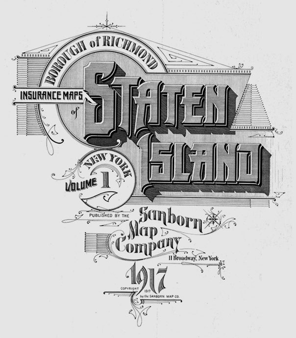 Staten Island by Sanborn Map Company #sanborn #map #cartography #staten island #lettering