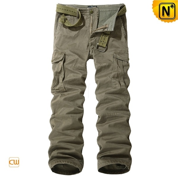 Mens Khaki Cargo Long Pants with Belt CW140356 #long #cargo #pants