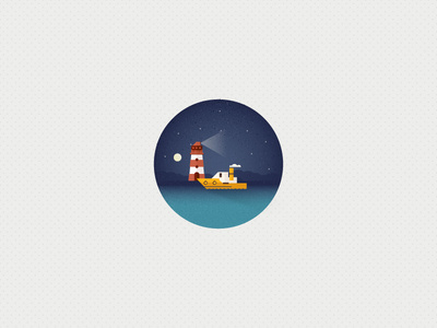 Midnight Trip (Icon 8) #ocean #sun #pattern #iconset #icon #illustrator #lighthouse #texture #shape #sunrise #boat
