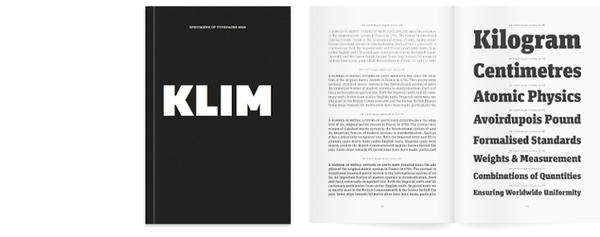 Klim Type Specimen No. 01 by Kris Sowersby #specimen #editorial #typography