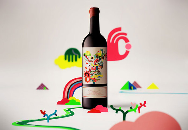 La vinya del vuit wine labels #colourful #packaging #illustrative #label #wine
