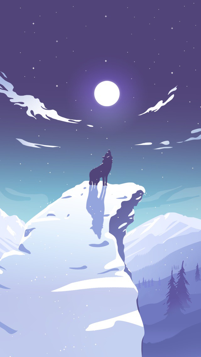 wolf and moon