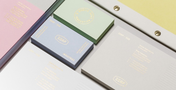 Soap Branding corporate design stationery pastel tones colors minimal business card gold golden deluxe luxury designblog inspiration www.min