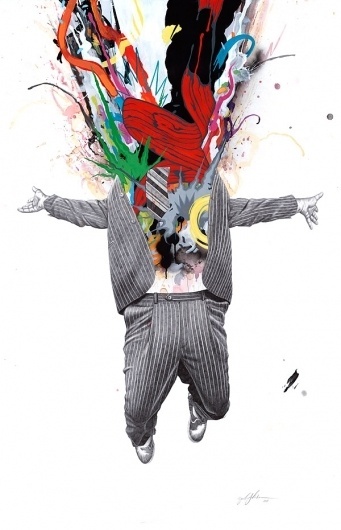 Zach Johnsen: Fine Art & Exhibition Work #zach #explosion #business #colours #illustration #johnsen #splash #suit #tie