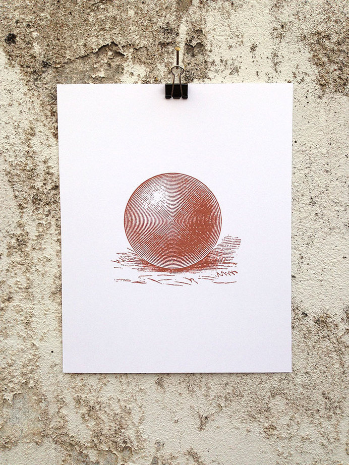 Sphere - 8 x 10 Mini Poster #geometry #round #kitsch #retro #illustration #vintage #etching #sphere #circle #circular