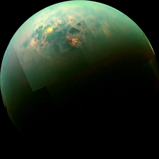 The sun glinting off of Titan's north polar seas