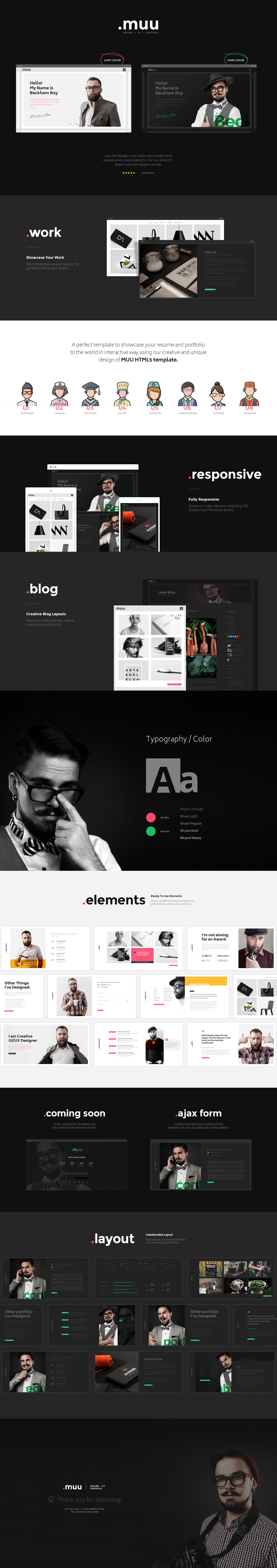 MUU - A creative, unique and interactive personal #resume and #portfolio #HTML5 and #Bootstrap Template. - https://goo.gl/wNT8uO