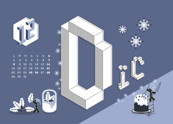 Calendario Algoritmo 2014 on Behance #year #month #calendar #months #calendar2014 #illustration #autumn #2014 #summer #spring #winter