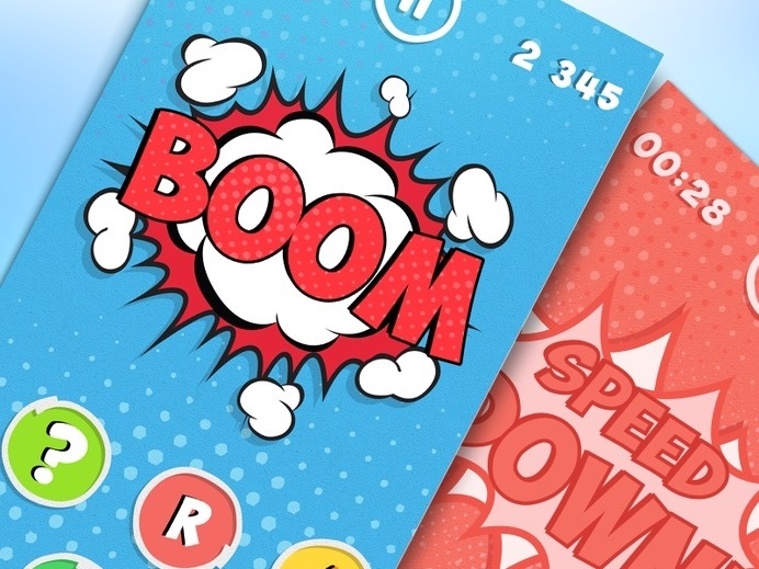 Comics Style Game UI by http://ramotion.com #user #ux #designer #super #ramotion #design #interface #ui #experience #iphone #letter #hero #mobile #art #man #game #gui