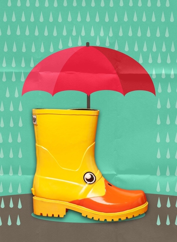 JUJU Jellies. 'Nice weather for ducks' #vector #umbrella #weather #young #graphic #child #duck #rain #art #kids #fun
