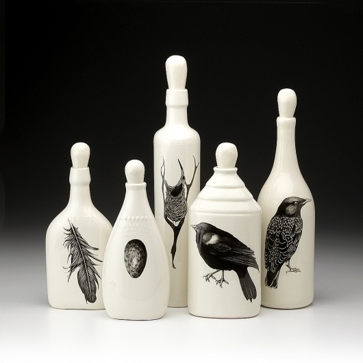 Set of 5 Bottles: Black Bird - Black Birds - Collections #zinel #blackbirds #bottle #design #laura