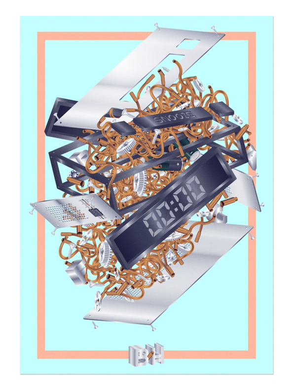 F R A G on Behance #blankhiss #explosion #fragmentation #maandesign #chapter #retro #6 #clock #coral #emerald