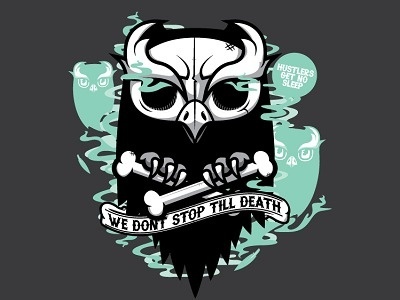 Dribbble - We Don't Sleep by Jthree Concepts #owl #design #illustration #tee #skull