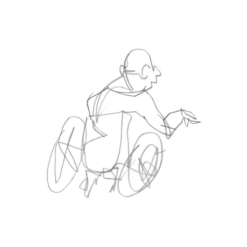Man in wheelchair #Sketch #continous line drawing #NYC #pencil