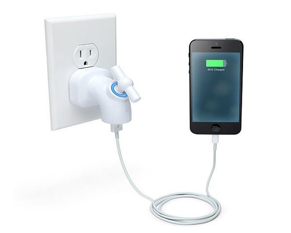 Bored with your conventional iPhone charger? Check out this USB tap charger, a gadget which will provide all your smart devices with energy #design #home #charger #product #industrial #technology