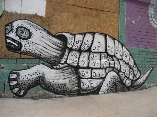 Artist Phlegm and his turtle street art #abstract #surrealism #art #street #surreal