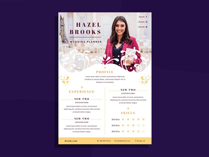 Free Wedding Planner Resume Template with Photo