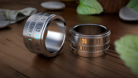 Ring Clock gives you the power to tell time, nearly at the tip of your fingers. #design #product #industrial #clock #ring