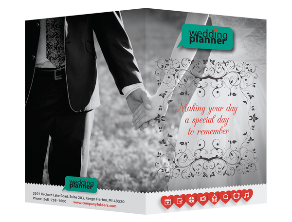 Ornate Wedding Planner Pocket Folder Template (Front and Back View) #template #ai #illustrator #wedding