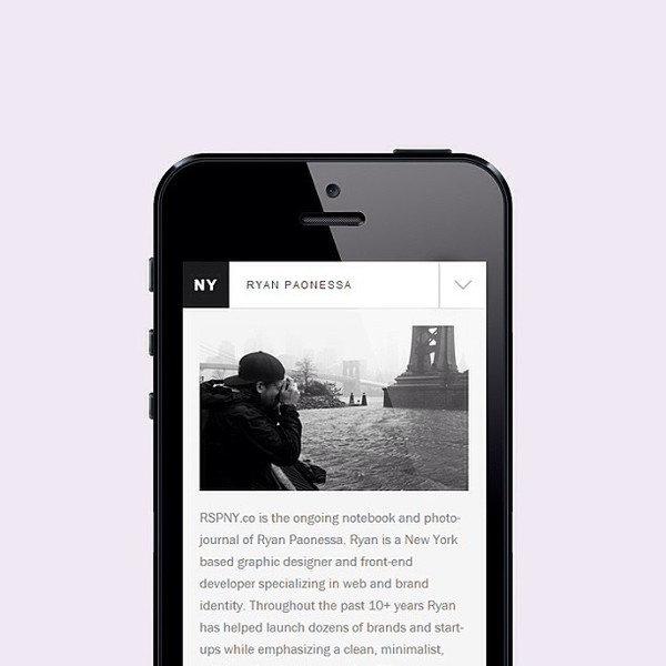 RSPNY.co Mobile View (320px) #design #clean #website #grid #simple #minimalist #web
