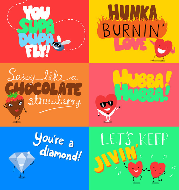 Valentine's Cards - Tom Wolley #heart #diamond #chocolate #strawberry #illustration #fly #jiving