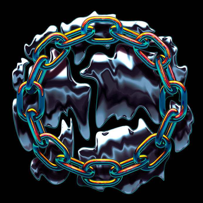 Vasya Kolotusha #art #print #2d #digital #chain #melt #metal #iridescent #contemporary #kolotusha
