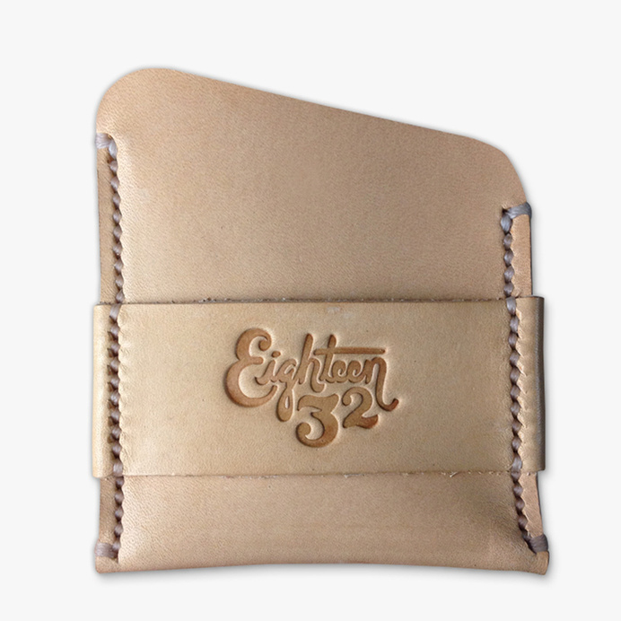 Cardholder - Natural Veg Tan and White Stitching — Eighteen32 #wallet #cardholder #natural #handmade #leather