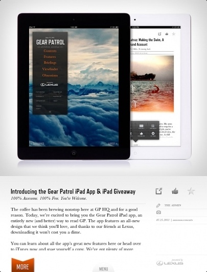 A Continuous Lean. #ipad #patrol #design #ui #gear