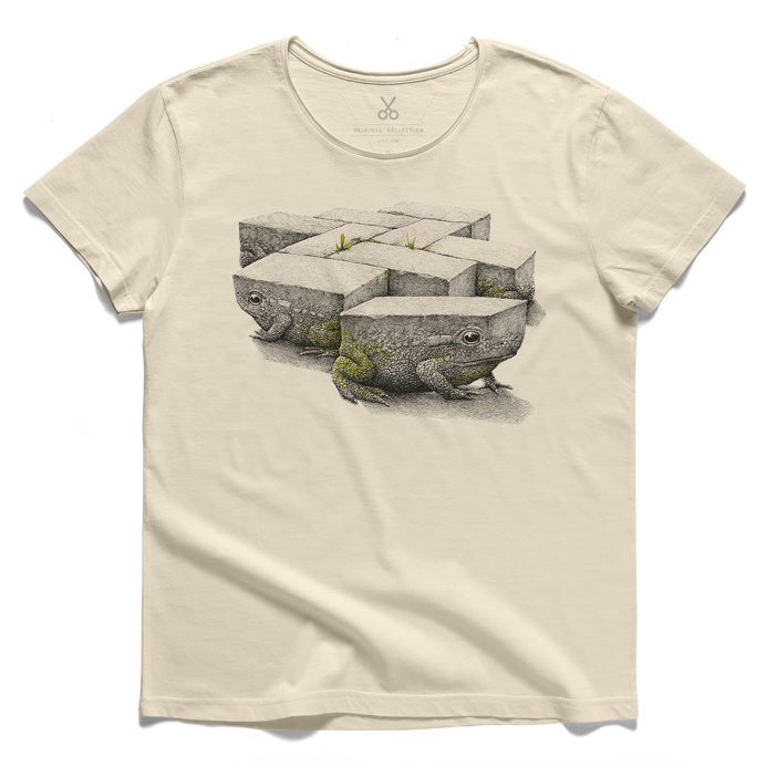 #tegelpadden #beige #tee #tshirt #stevebest #frog #cobblestone #redmerhoekstra #drawing #charcoal #evolve