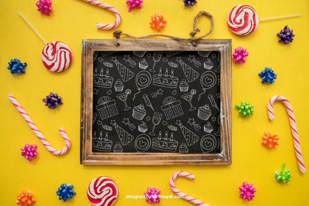 Birthday concept with lollipop and candy Free Psd. See more inspiration related to Mockup, Birthday, Happy birthday, Party, Anniversary, Celebration, Happy, Candy, Chalkboard, Mock up, Decoration, Decorative, Celebrate, Birthday party, Candy cane, Sweets, Festive, Up, Lollipop, Birth, Happy anniversary, Concept, Slate, Cane, Annual, Composition and Mock on Freepik.