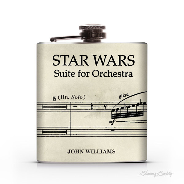 Star Wars Vintage Musical Notes John Williams 6oz Liquor Hip Flask #solo #jedi #williams #flask #han #wars #force #john #star