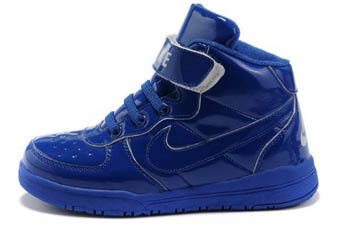True Blue Patent Nike Air Force One Leather Basketball Sneakers - Kids and Youth #shoes