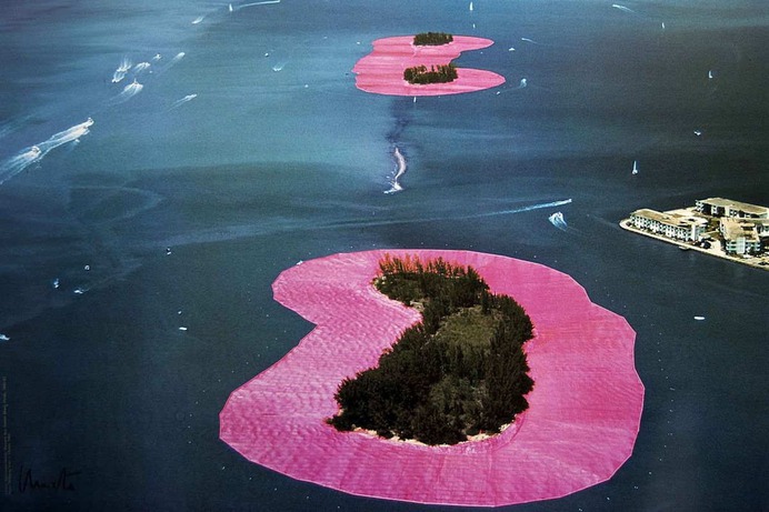 Christo - Pink Islands, via travelingmuseumexhibitions com