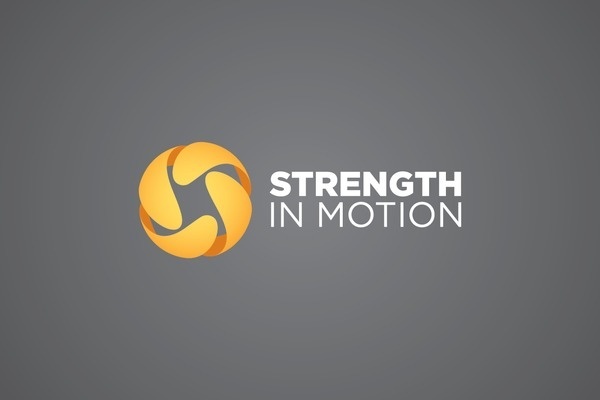 Strength in Motion Identity #muscle #strength #ball #yellow #fitness #logo