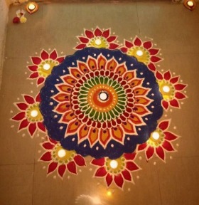 Beautiful Circular rangoli design image.