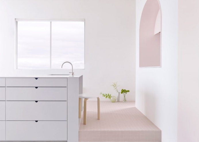 Melbourne Gallery Apartment minimal interior design deluxe concrete white pink soft beautiful beauty scandinavian danish new modern best