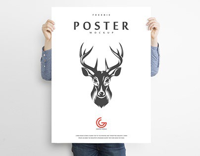 Free Man Holding Poster Mockup