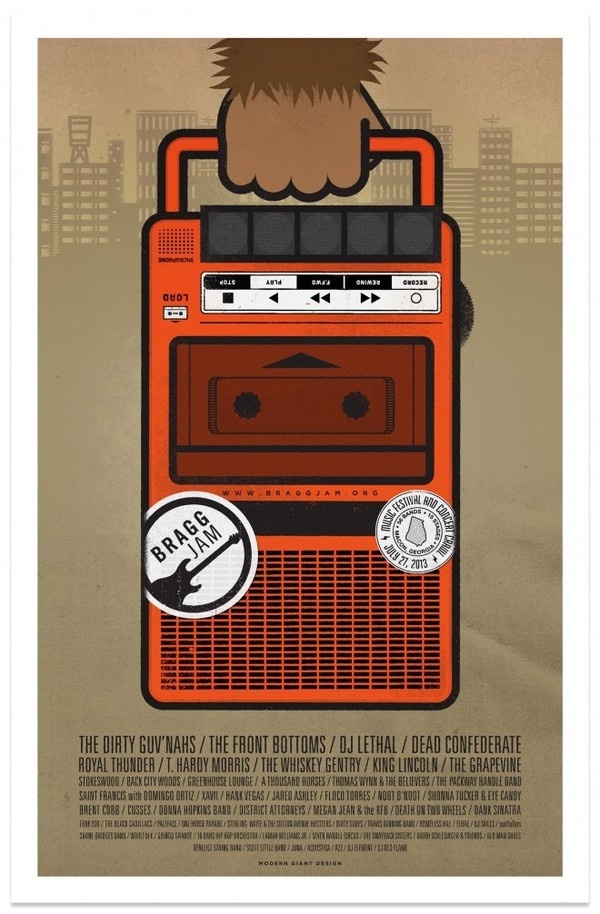 Bragg Jam 2013 Poster #giant #jam #modern #gig #illustration #bragg #poster
