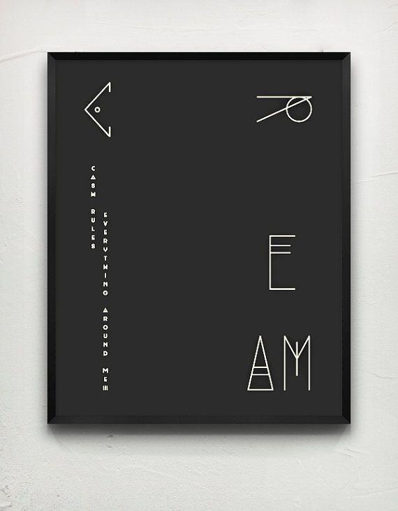 Typography poster, C.R.E.A.M. Black #artdeco #cream #retro #black #stylised #typeface #poster #typography