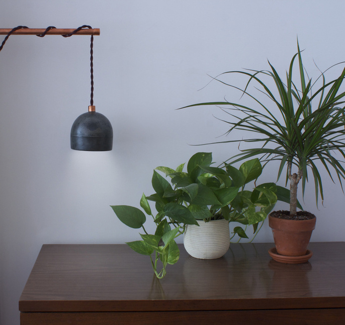 concrete-lamp_scene_lamp-on.jpg #interior #lamp #concrete #copper #design #pendant #industrial #light