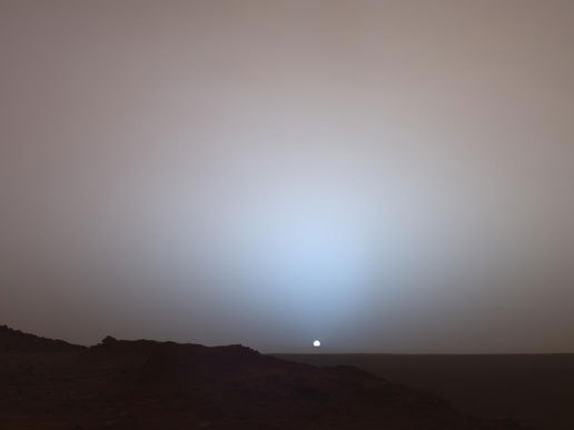 Sun sinks below the rim of the Gusev crater on Mars. #mars #nasa #spirit #space