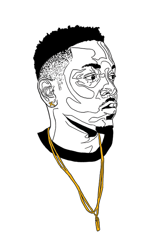 Illustration - 2014 on Behance #music #hair #illustration #chain #portrait #gold #hop #lamar #kendrick #rap #hip